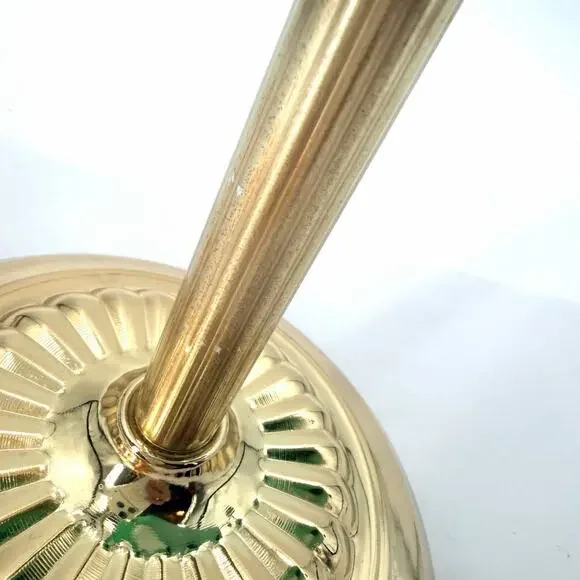 Vintage Banker's Desk Piano Lamp Green Glass Shade Pull Chain Gold Metal Base - Picture 10 of 13